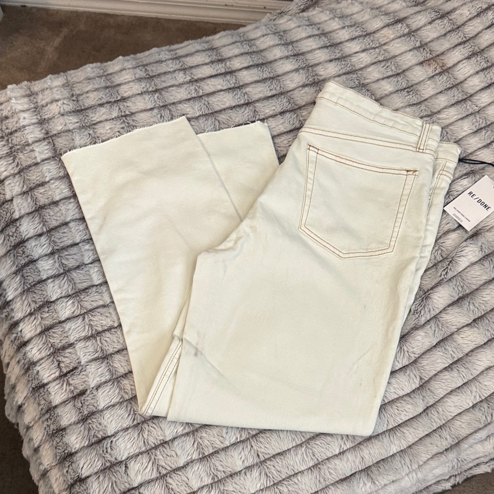 Re/Done Women's 90s high rise loose White Jeans - Picture 4 of 8